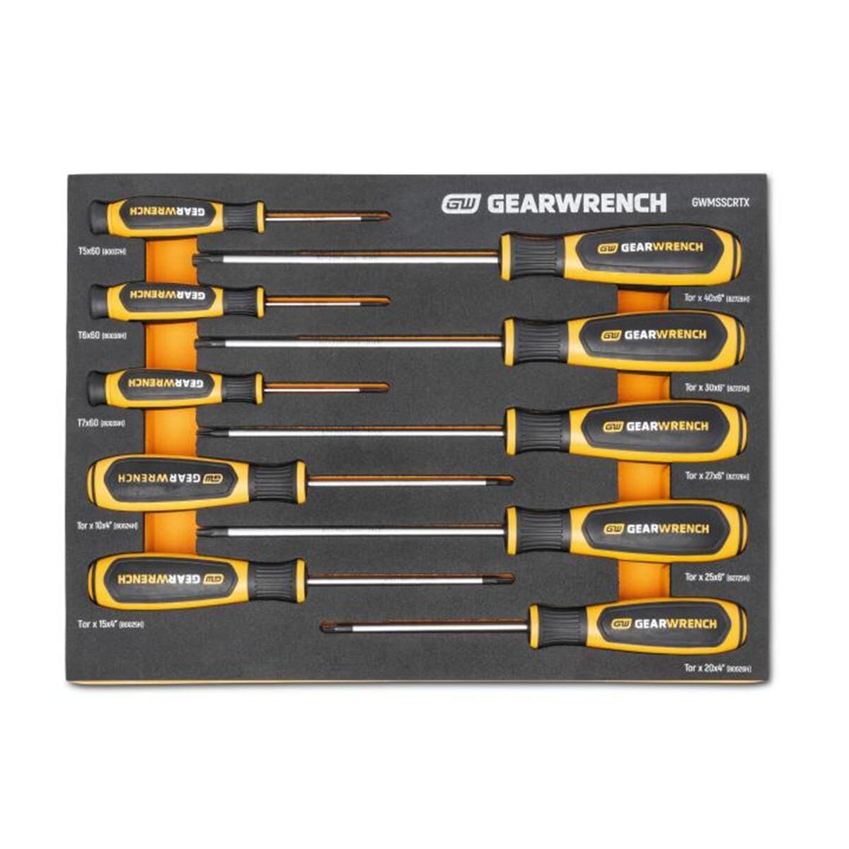 10 PIECE TORX&reg; DUAL MATERIAL SCREWDRIVER SET IN FOAM STORAGE TRAY, , scaau_hi-res