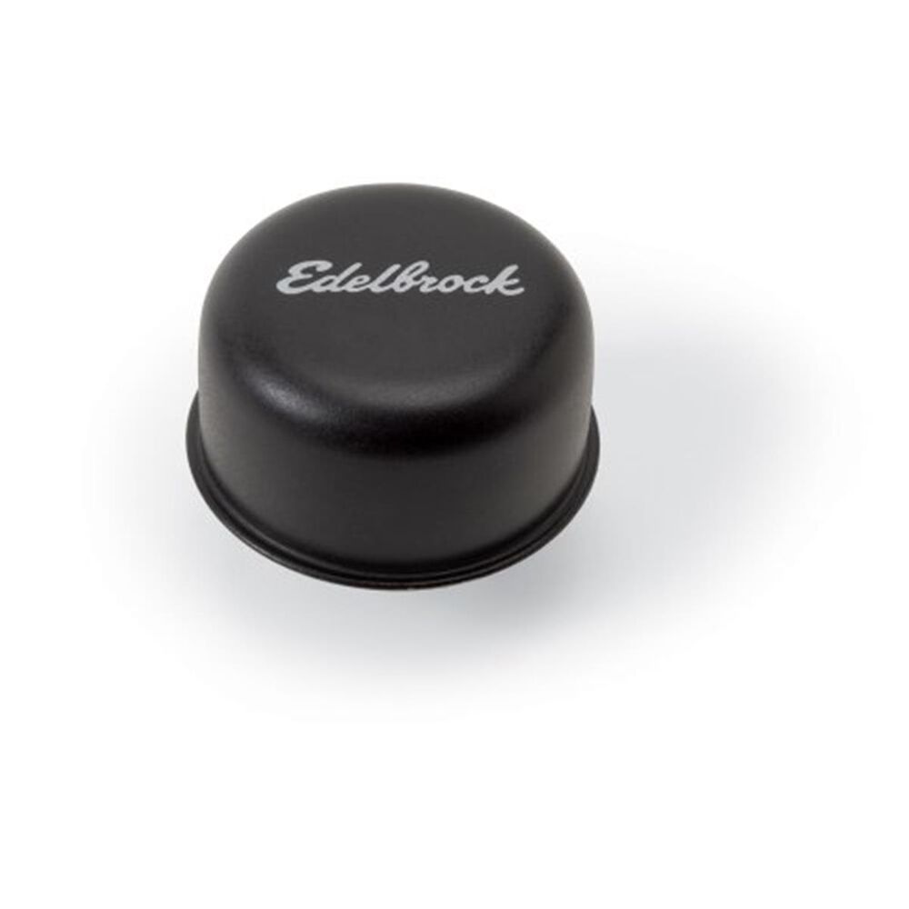 Edelbrock Valve Cover Breather Push In Style With Logo Black, ED4403