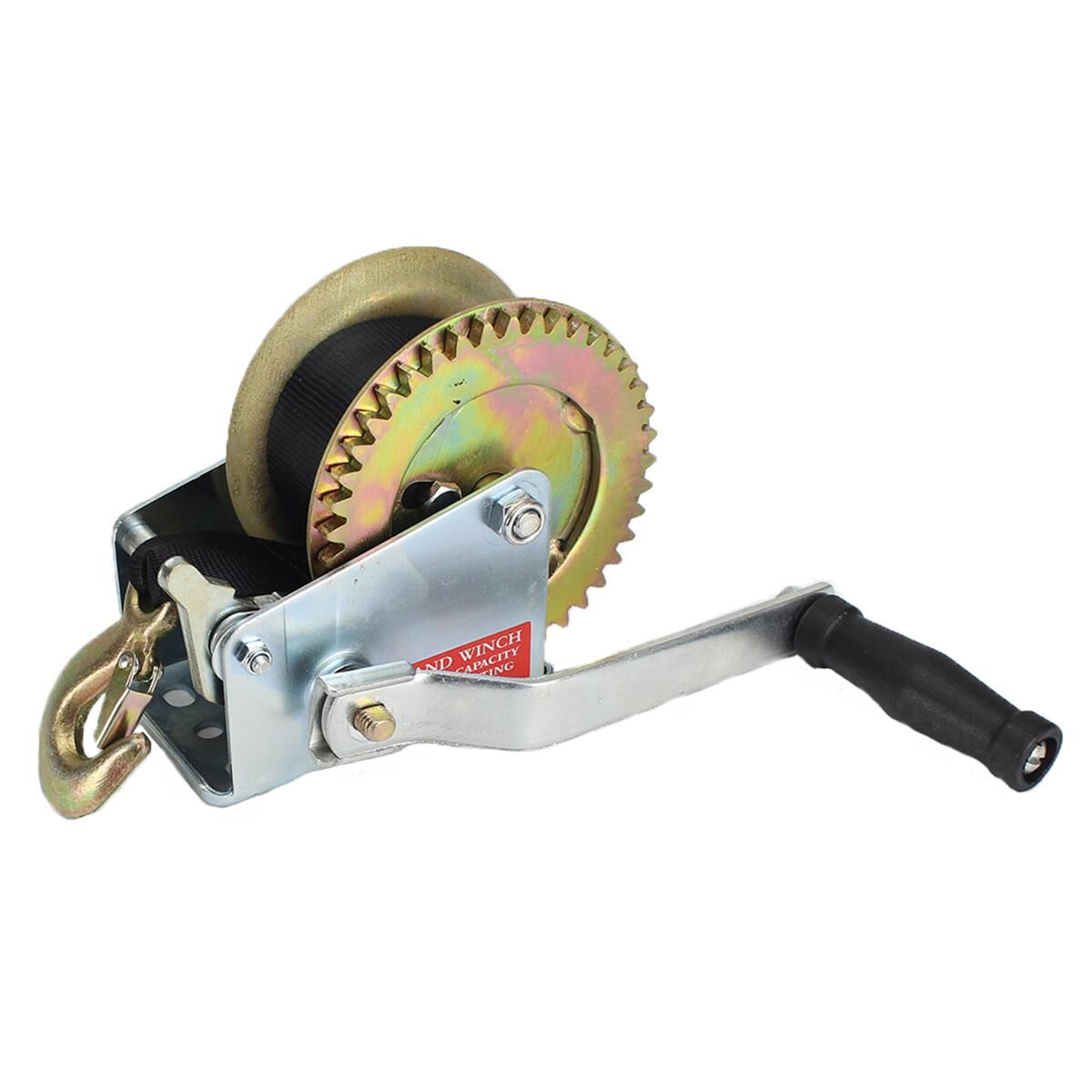 Sunrise Hand Winch 1200lbs (544kg) 8m Strap ZINC, , scaau_hi-res