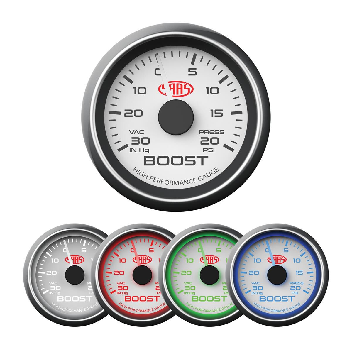 SAAS BOOST GAUGE WHITE 52MM, , scaau_hi-res