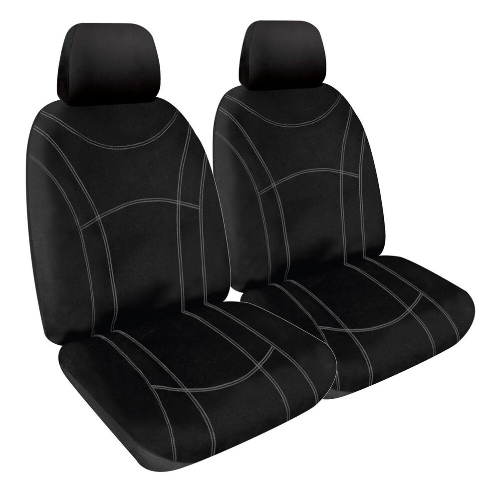 Getaway Neoprene Ready Made Seat Covers Front, Black/Silver Stitch