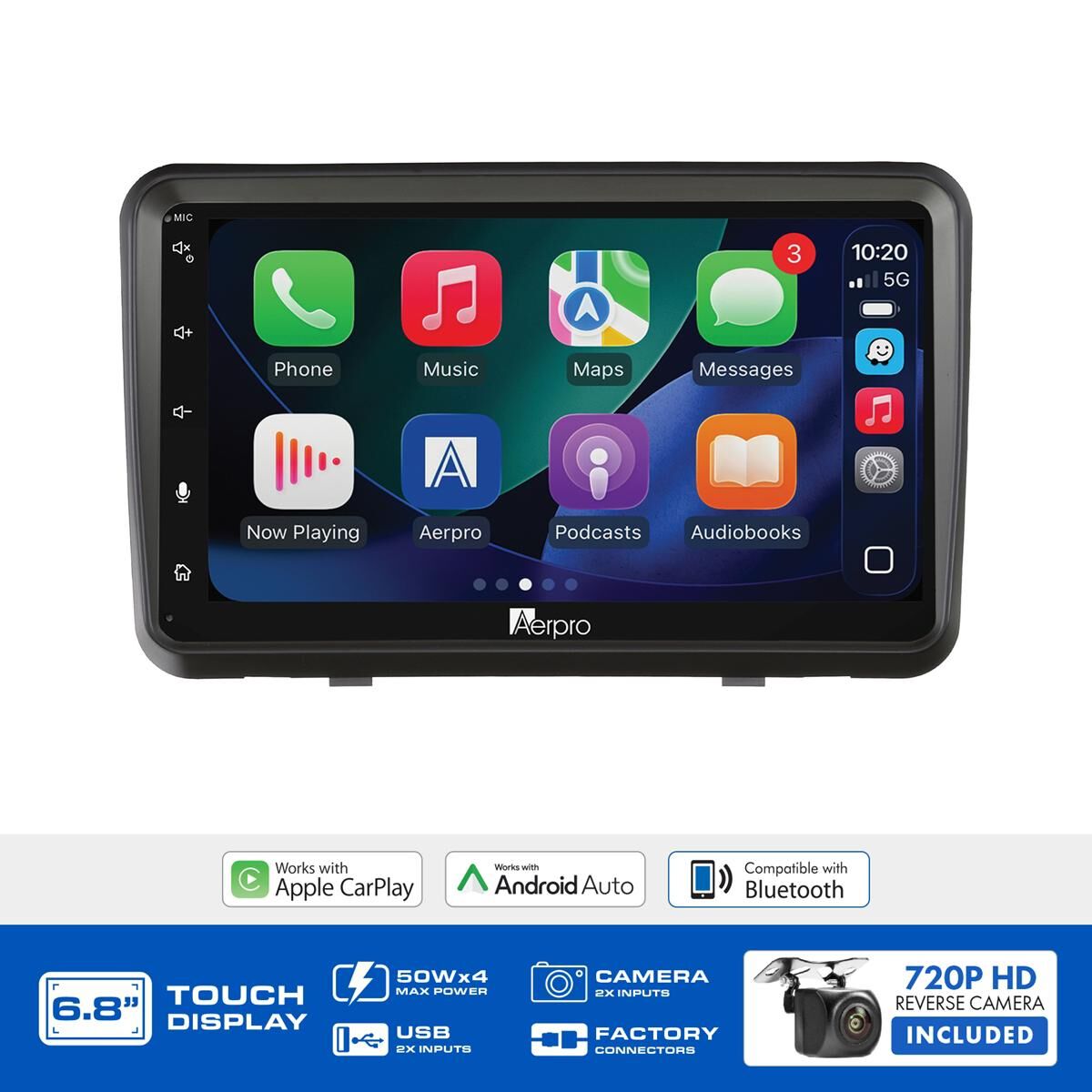 AERPRO 6.8" MULTIMEDIA RECEIVER HEAD UNIT KIT TO SUIT FORD FALCON AU SERIES II, III - BLACK &ndash; AX9240K, , scaau_hi-res