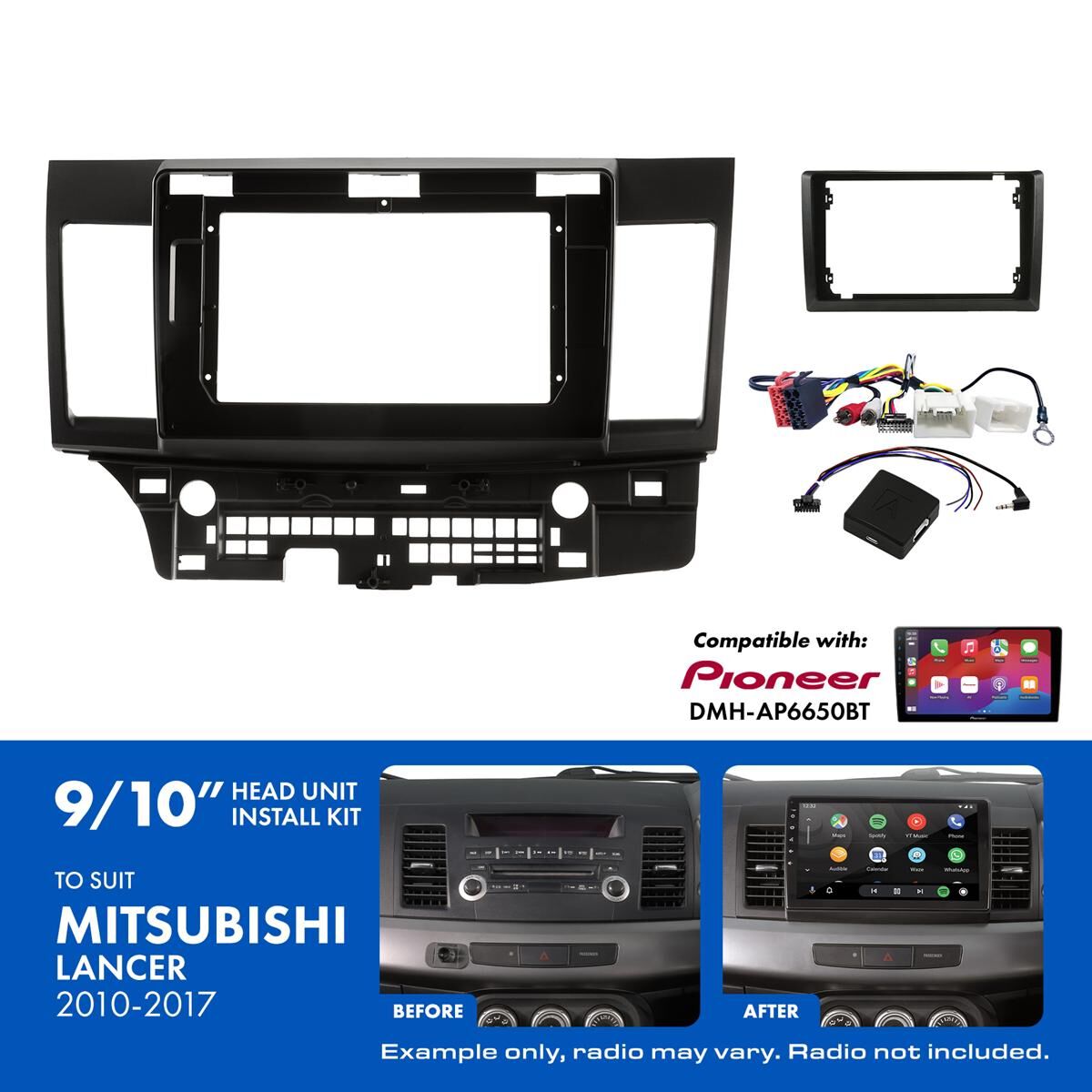 9"/10" HEAD UNIT INSTALL KIT TO SUIT MITSUBISHI LANCER 2010-2017, , scaau_hi-res