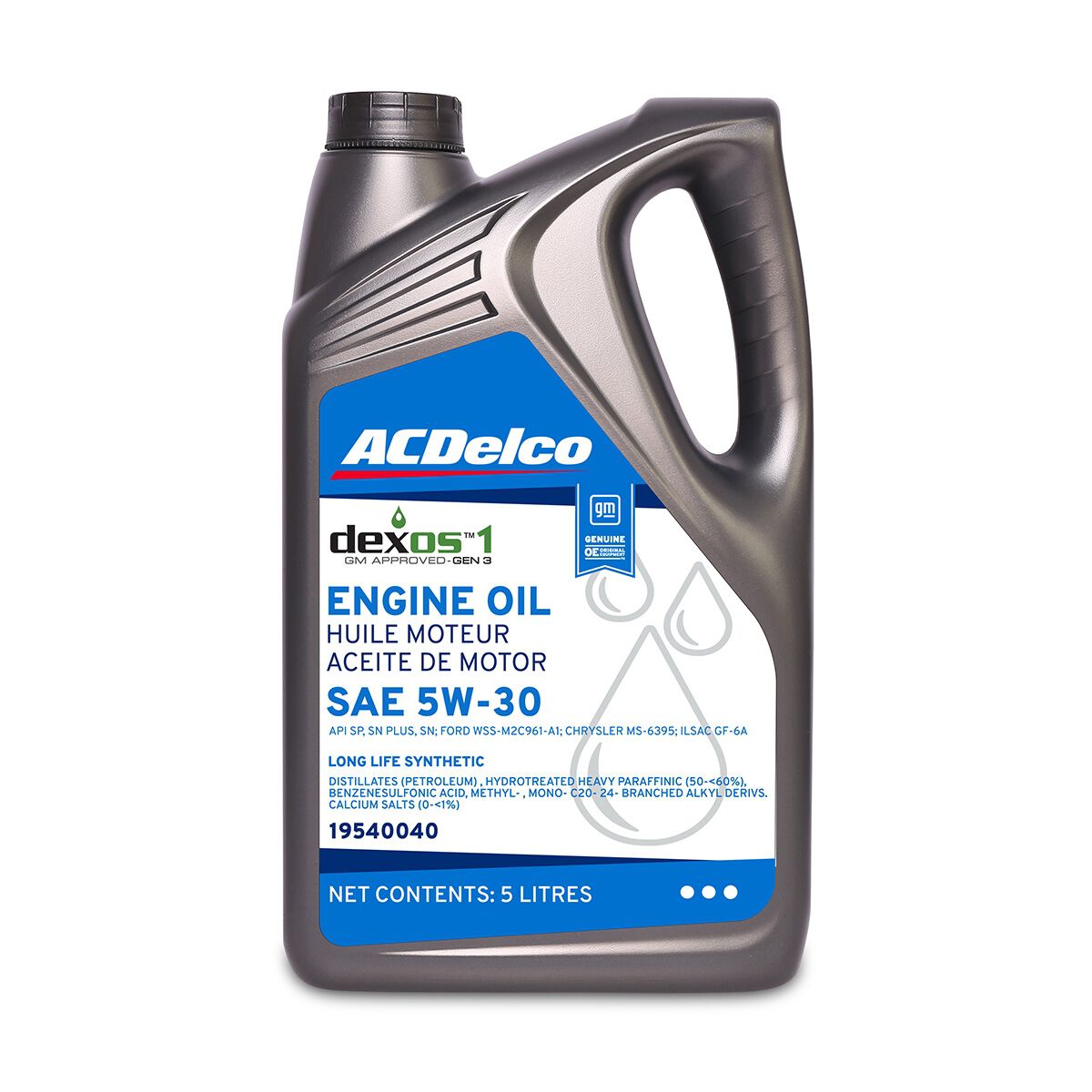 ACDELCO LONG LIFE 5W-30 DEXOS 1 GEN 3 5 LITRE, , scaau_hi-res