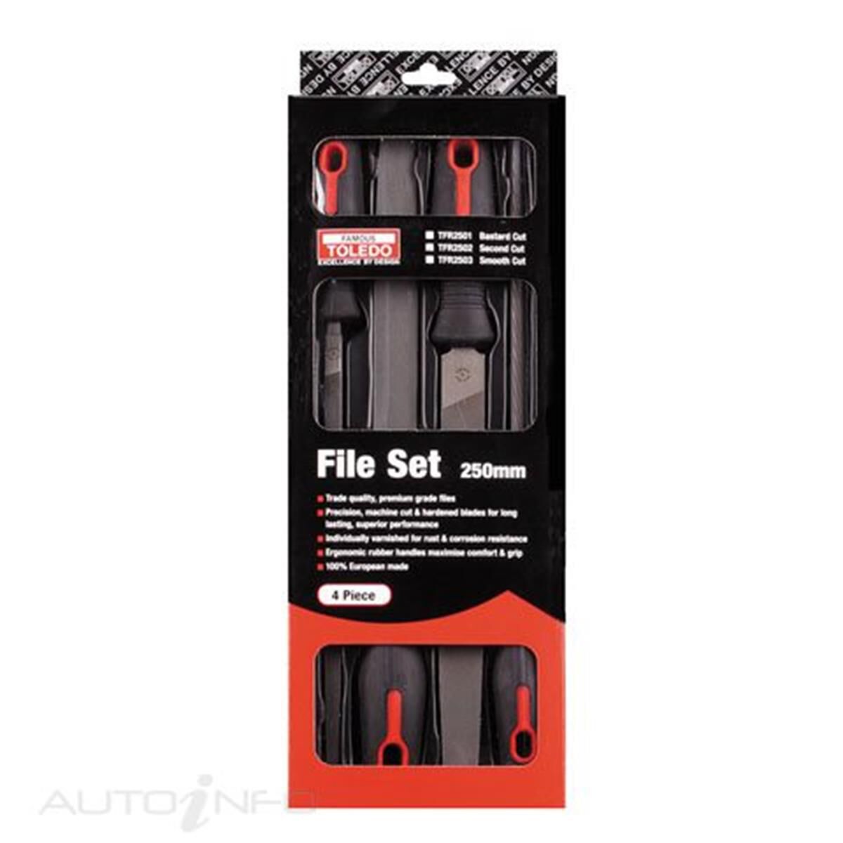 TOLEDO FILE SET 2ND CUT 250MM 4PC, , scaau_hi-res