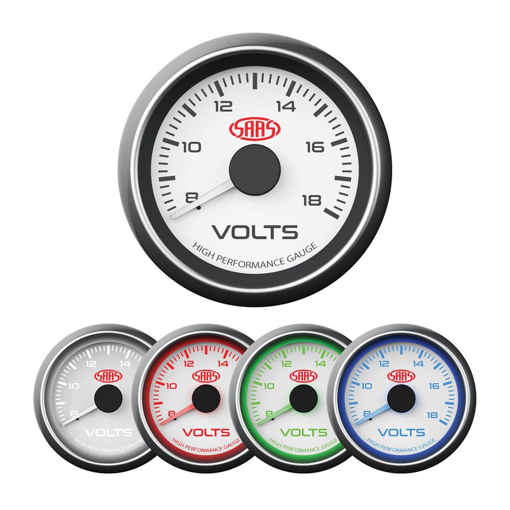 SAAS Muscle Series Volt Gauge 52MM, White SGVLT52W Supercheap Auto