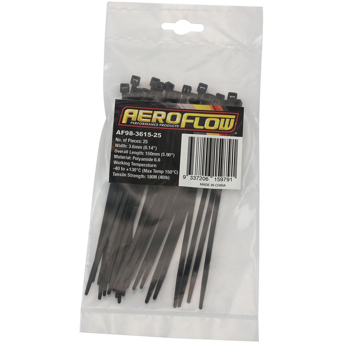 HIGH TEMP CABLE TIES 3.6X150MM25 PACK BLACK ZIP TIE PA46, , scaau_hi-res