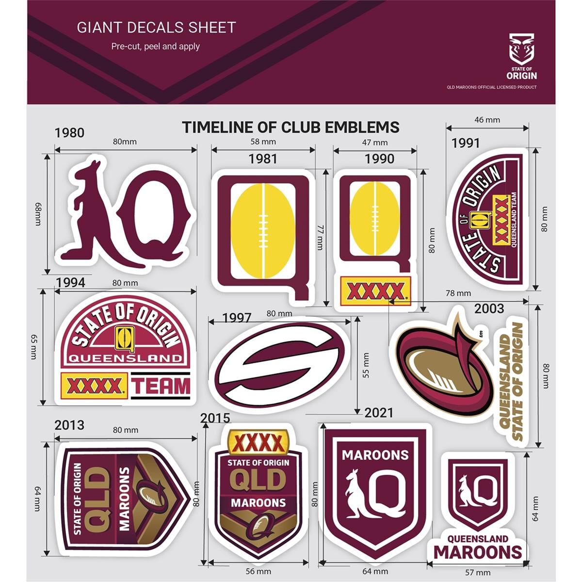 STATE OF ORIGIN: QLD GIANT DECALS SHEET, , scaau_hi-res