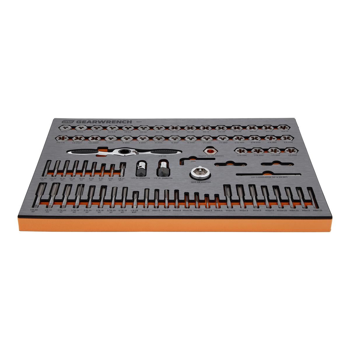 77 PIECE TAP & DIE SAE/METRIC EVA TRAY SET, , scaau_hi-res