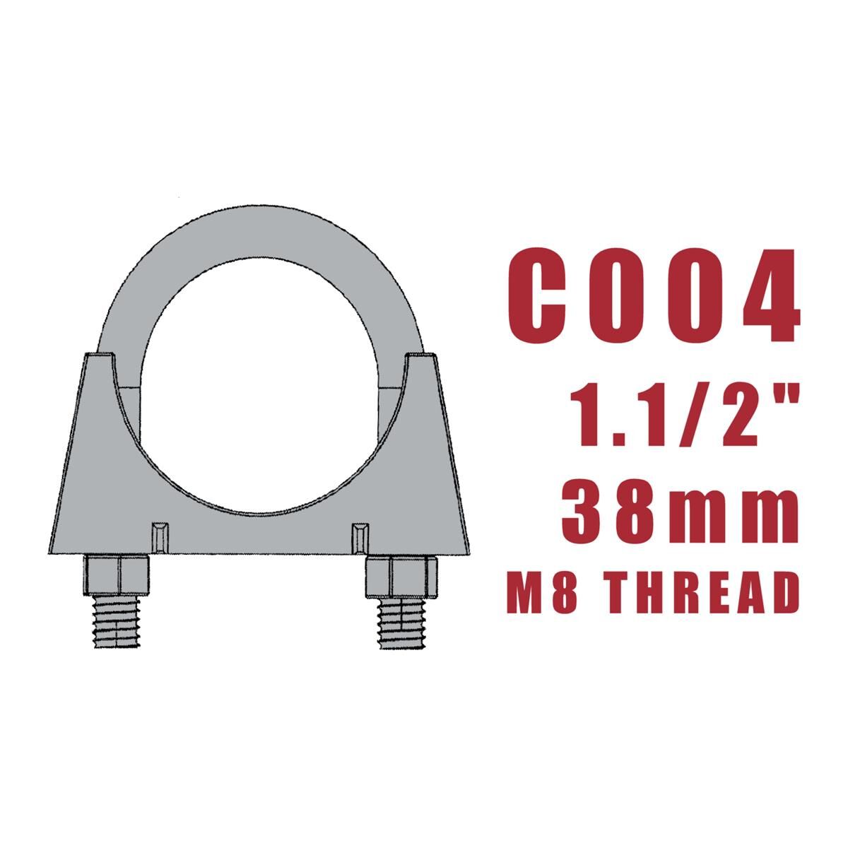 PKT 10 U-BOLT CLAMP M8 X 38mm ZINC PLATED, , scaau_hi-res