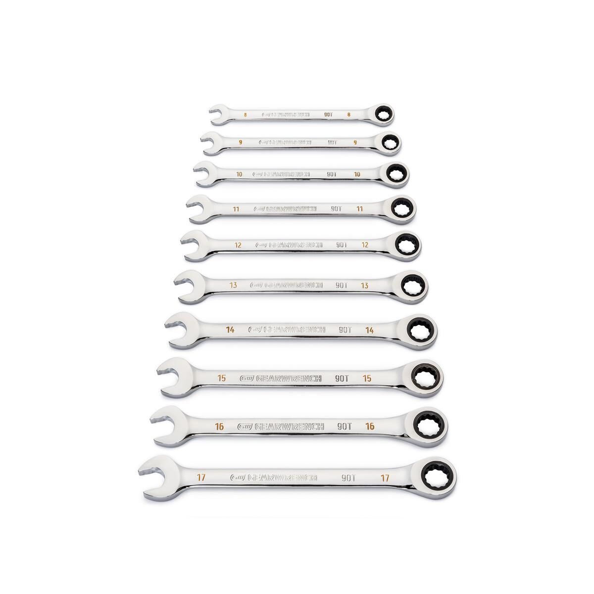 12 PIECE 90-TOOTH 12 POINT METRIC COMBINATION RATCHETING WRENCH SET, , scaau_hi-res