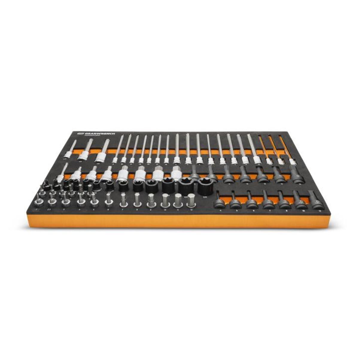 74 PIECE 1/4&rdquo;, 3/8&rdquo; & 1/2&rdquo; DRIVE METRIC BIT SOCKET SET IN FOAM STORAGE TRAY, , scaau_hi-res