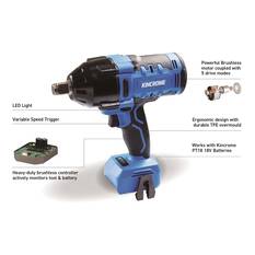 KINCROME PT18 18V BRUSHLESS 3/4" 1625 NM IMPACT WRENCH SKIN, , scaau_hi-res