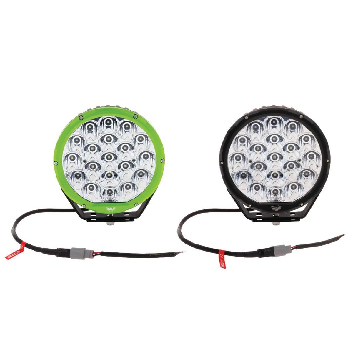 PKT 2 7" RND LED DRIVING LAMP KIT 9-36V 106W 19 LEDs GREEN & BLACK 11,000Lmns, , scaau_hi-res
