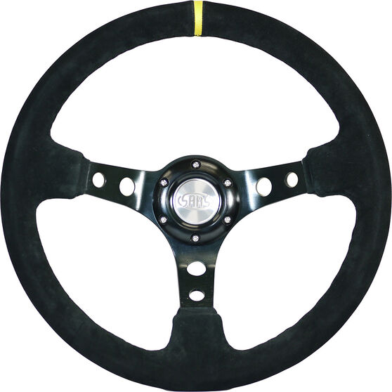 Steering Wheel Suede 14" D.Dish Black Holes + Indicator, , scaau_hi-res