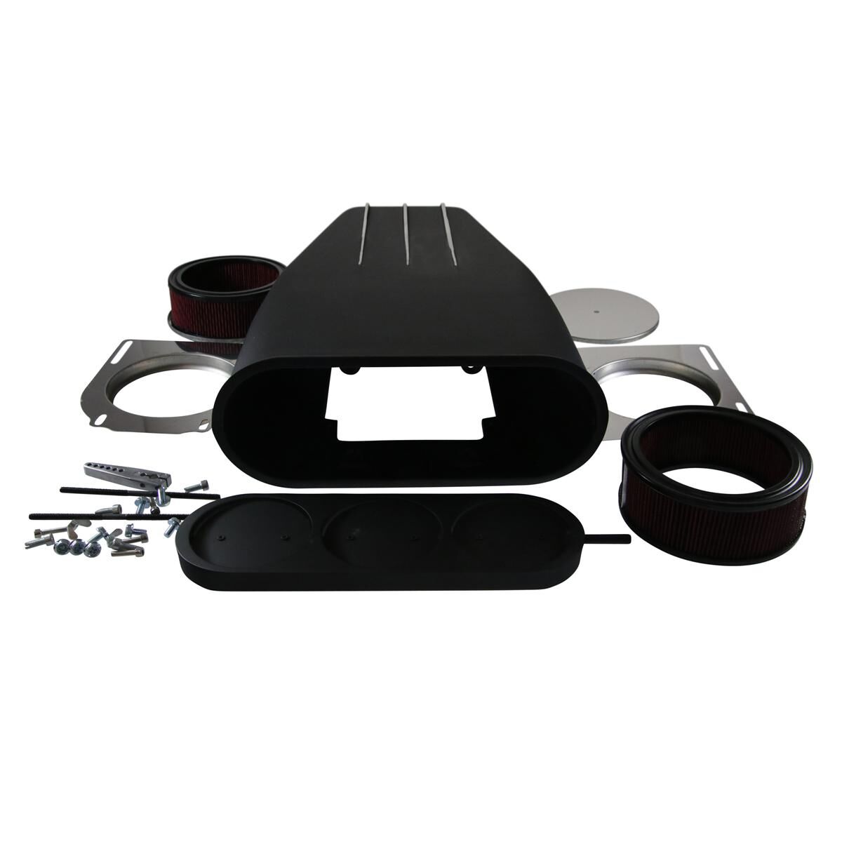 Finned Scoop (Mr Gasket Style) Single/Dual Carb Black, , scaau_hi-res