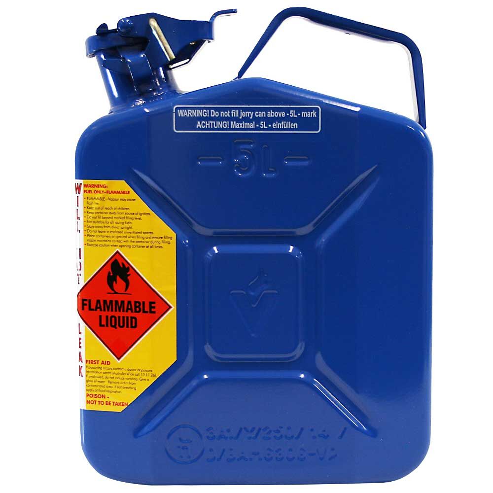 METAL JERRY CAN 5L CHAIN & BAR OIL BRIGHT BLUE CARTON QTY 2, , scaau_hi-res