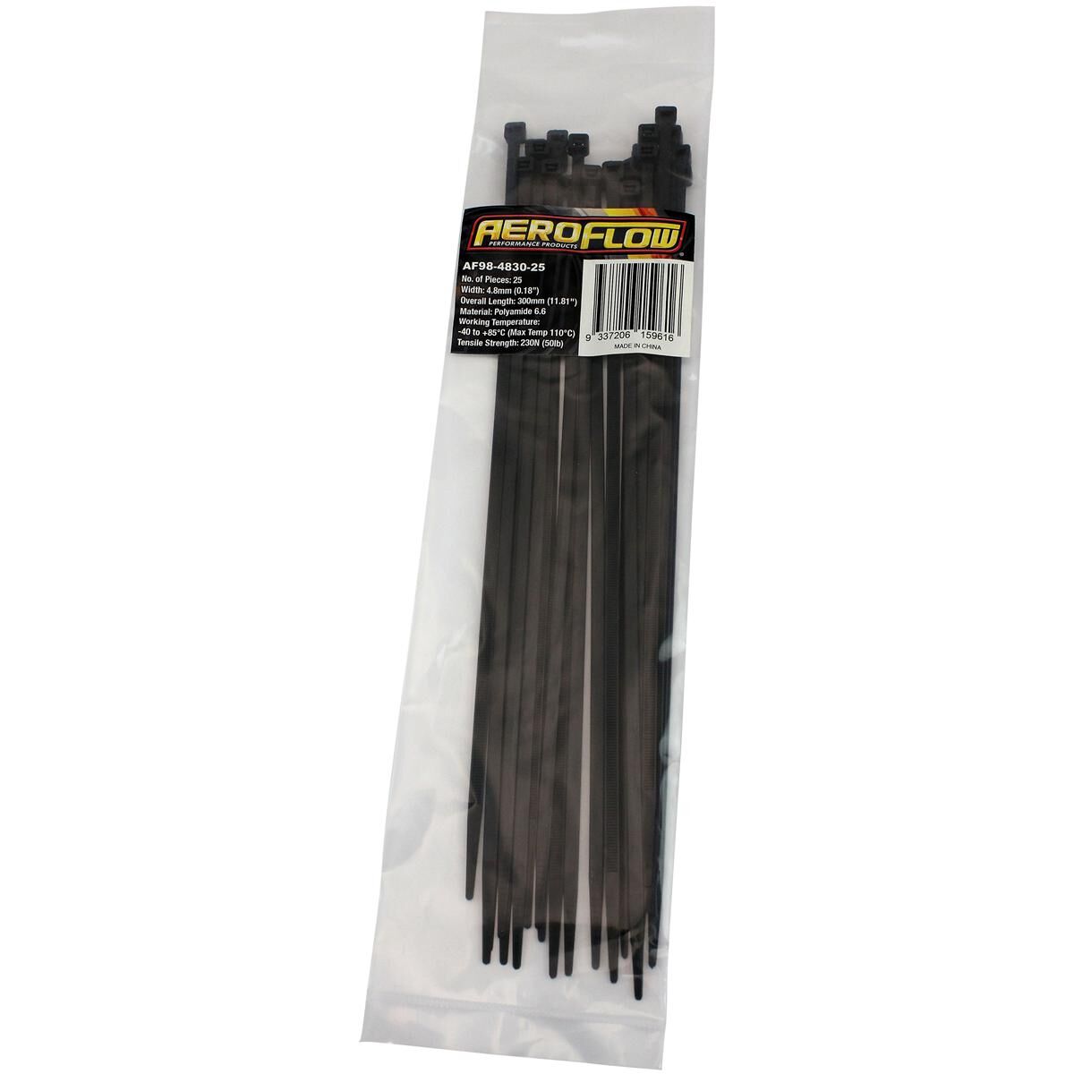 CABLE TIES 4.8MM X 300MM 25 PACK BLACK ZIP TIE PA66, , scaau_hi-res