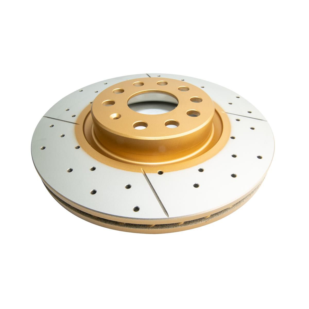 Street Gold Cross-drilled/slotted KP [ VW Golf/Jetta/Tiguan & Skoda 03-> F ], , scaau_hi-res