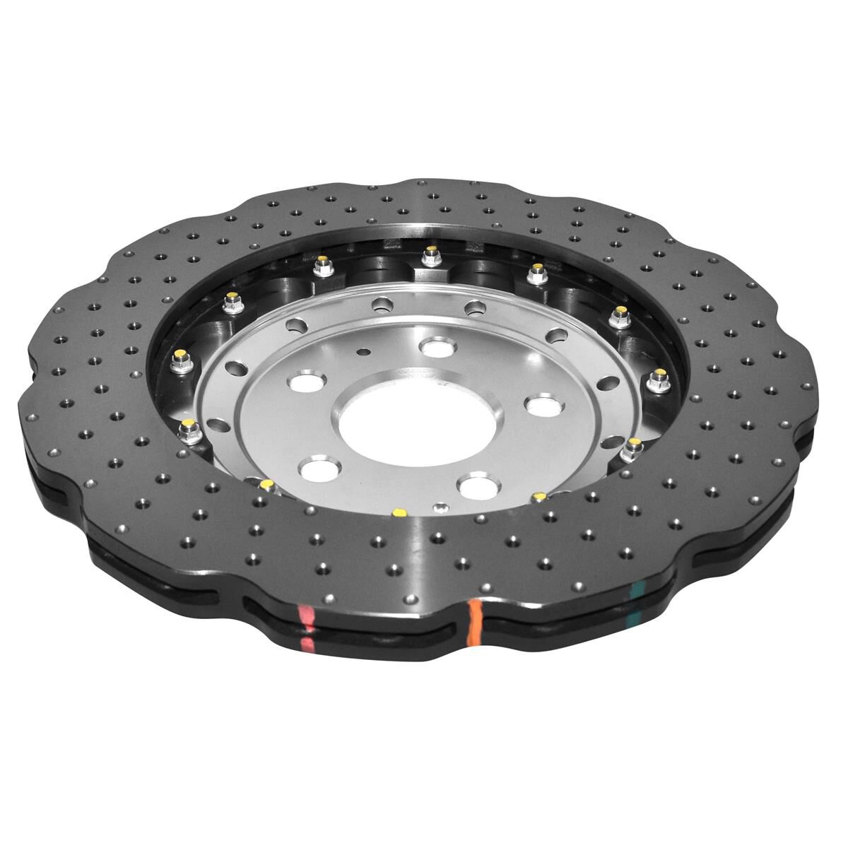 5000 FULLY ASSEMBLED 2-PIECE CLEAR ANODISED HAT CROSS DRILLED/DIMPLED  WAVE DISC KP [ AUDI R8-RS5 F ], , scaau_hi-res
