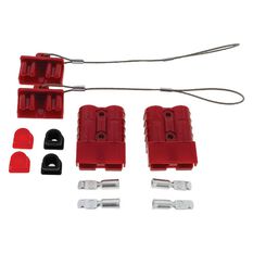 PKT 2 RED 50amp CONNECTOR KIT W/2x PLASTIC COVERS, 4x CABLE FIXING PLUGS, , scaau_hi-res