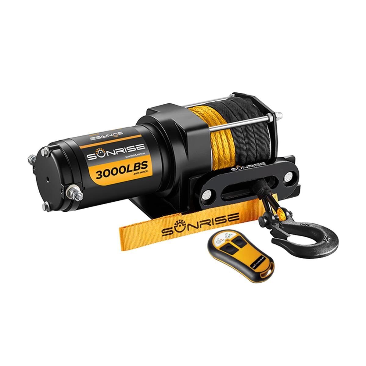 Sunrise Electric Winch 3000lbs (1360kg) Wireless 12V 153:1 Gear Ratio Synthetic Rope, , scaau_hi-res