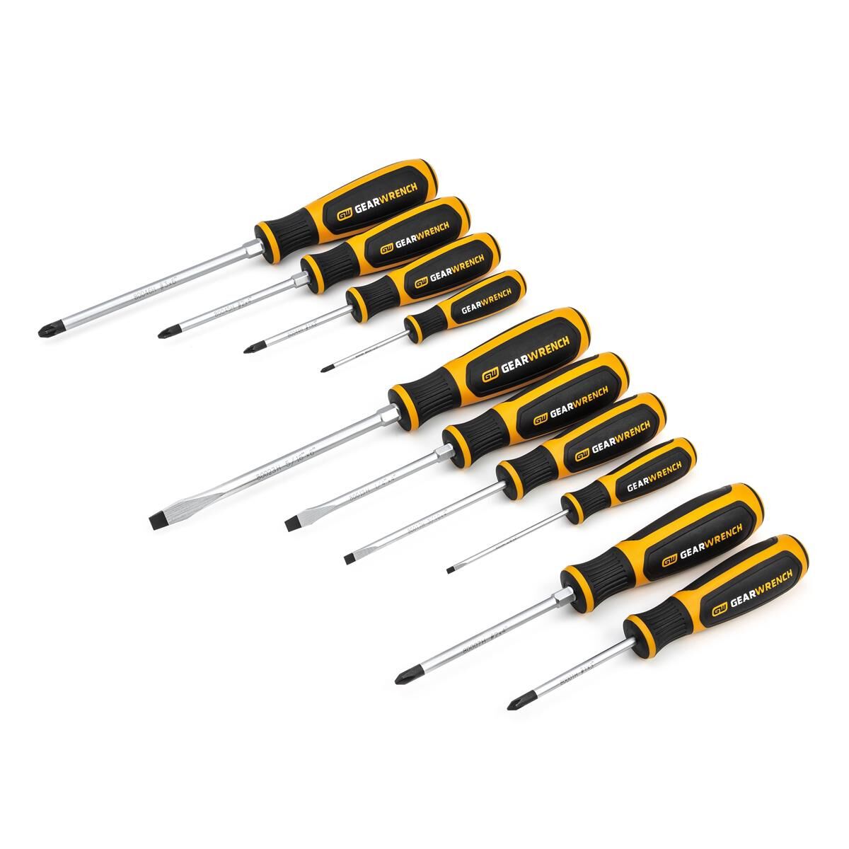 10 PIECE PHILLIPS&reg;/SLOTTED/POZIDRIV&reg; DUAL MATERIAL SCREWDRIVER SET, , scaau_hi-res