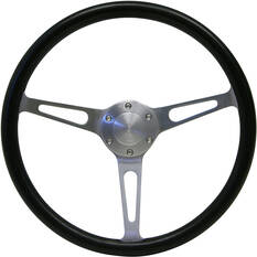 Steering Wheel Poly 15" Classic Brushed Alloy Slotted, , scaau_hi-res