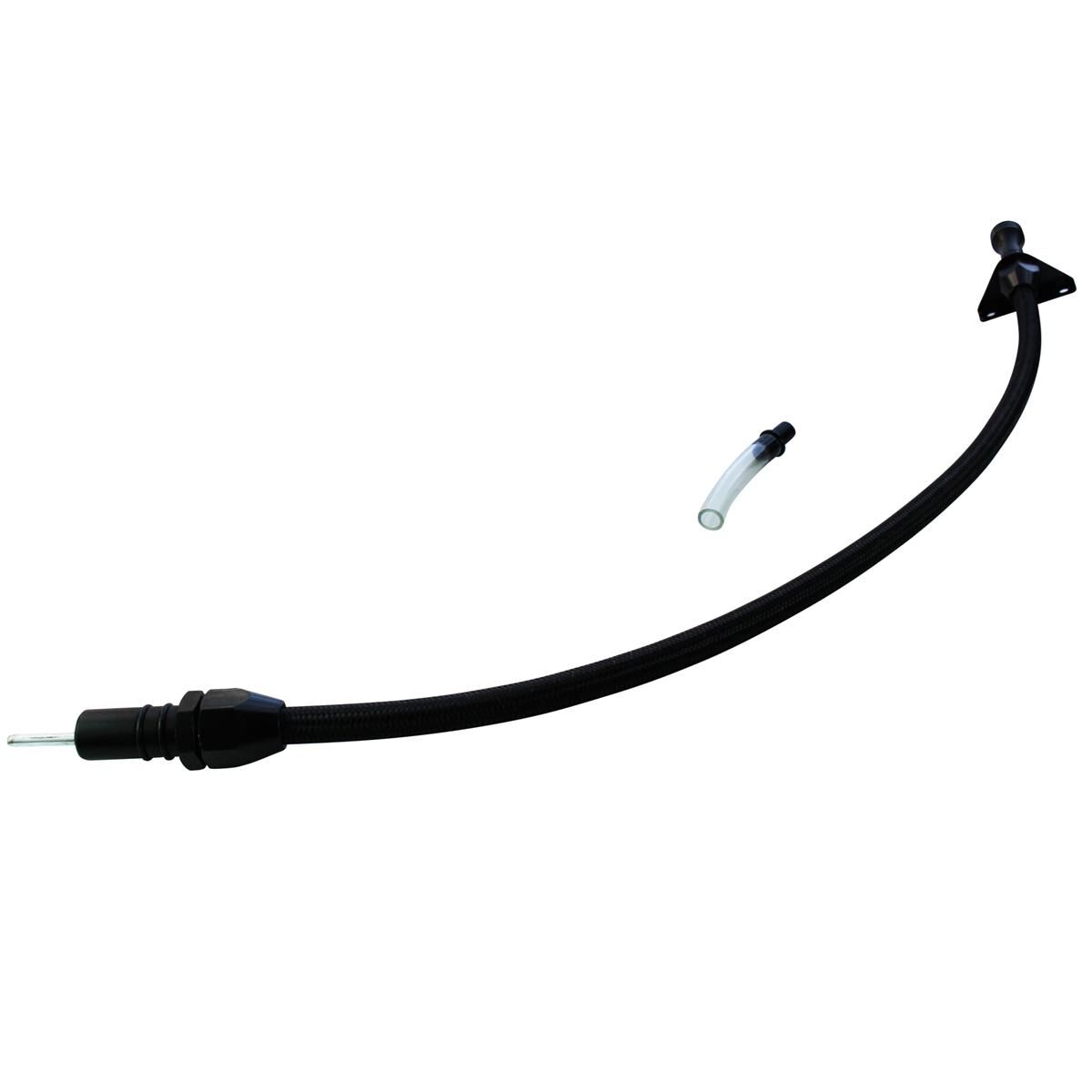 Transmission Dipstick + Tube Flex Black Turbo 700R4 Firewall Mount, , scaau_hi-res