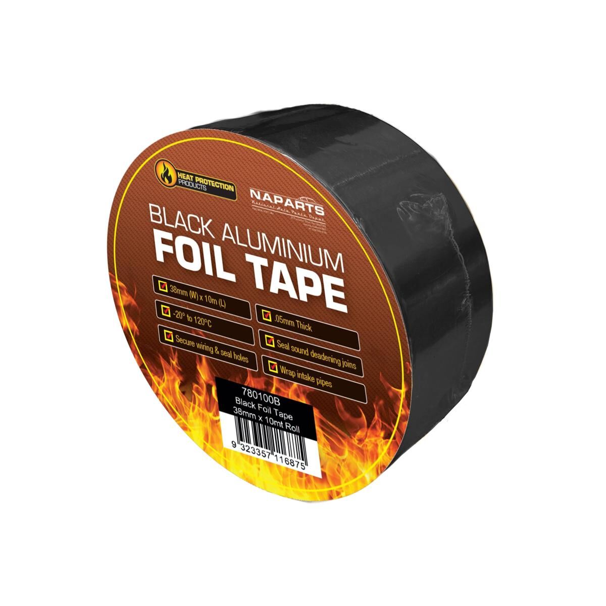 BLACK FOIL TAPE 38MM X 10MT ROLL, , scaau_hi-res