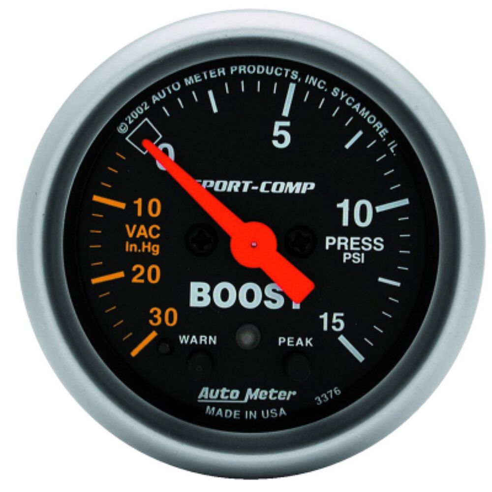 Autometer Boost/Vacuum Gauge Electric With Peak 30 inHg/15