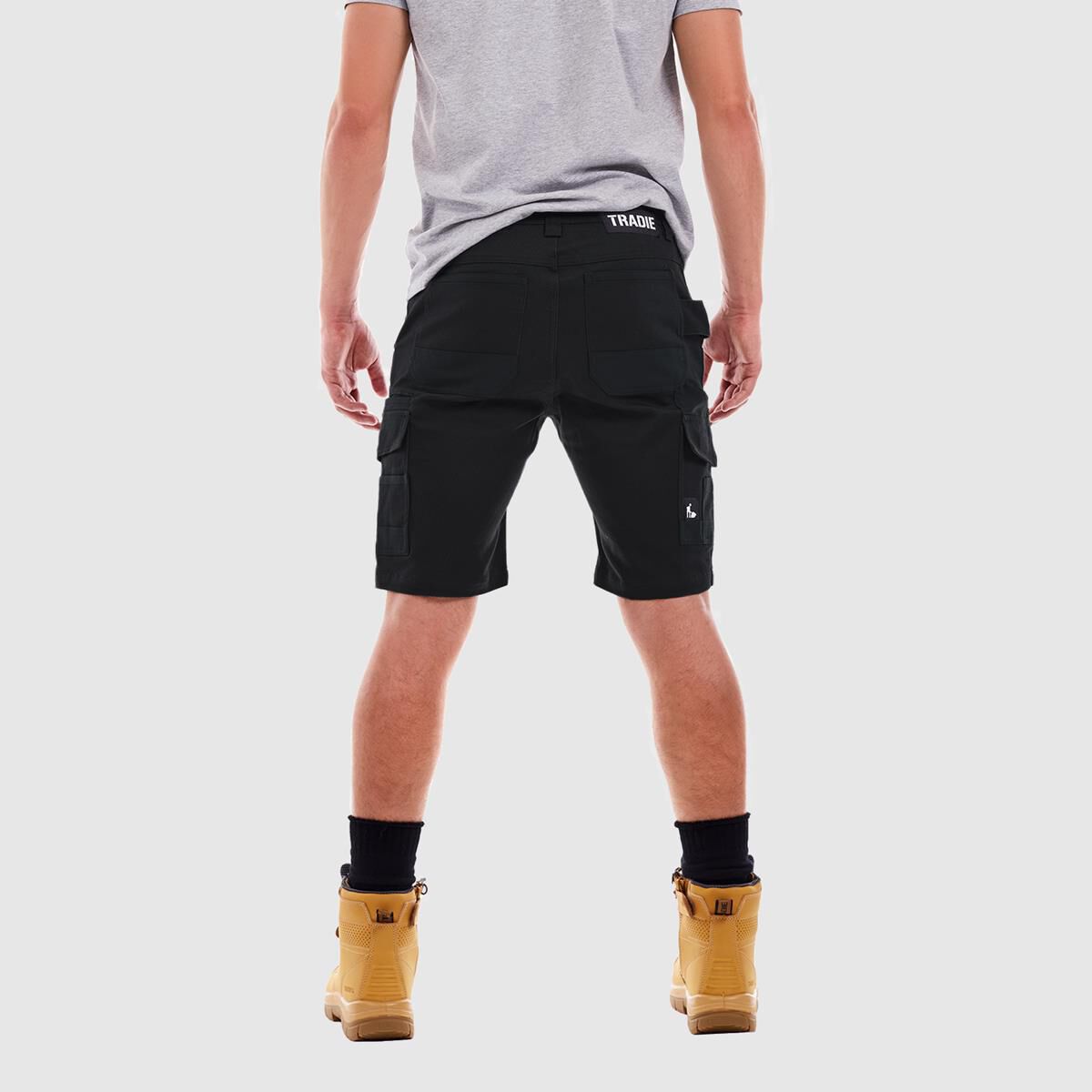 TRADIE FLEX CONTRAST CARGO SHORT BLACK 82, , scaau_hi-res