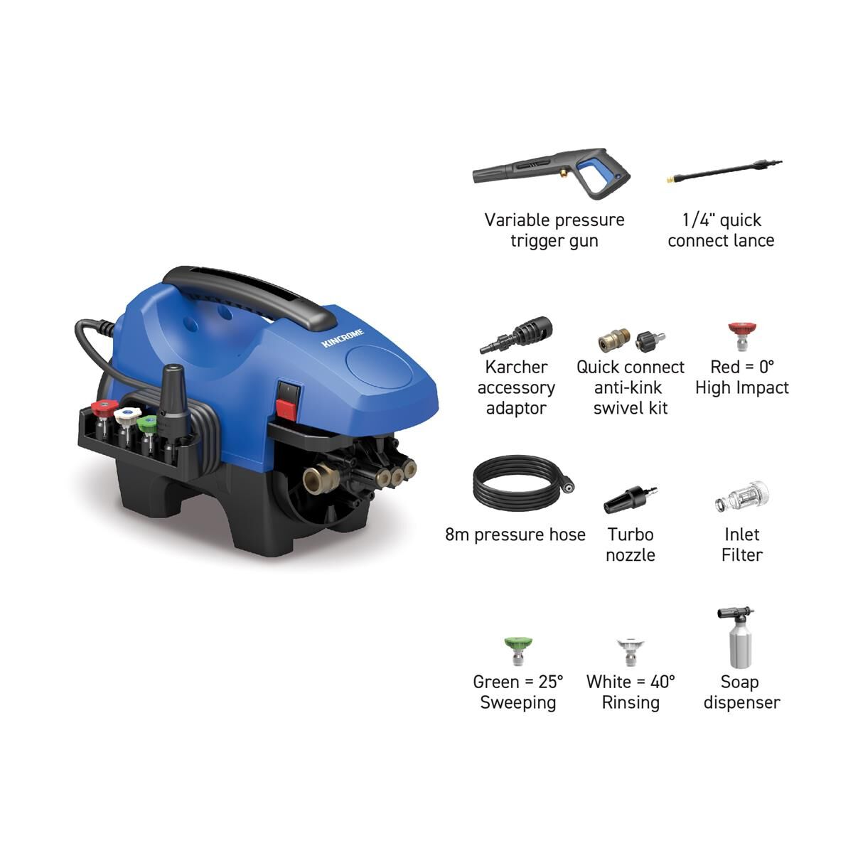 ELEC PRESSURE WASHER 2100W COMPACT 2400PSI, , scaau_hi-res