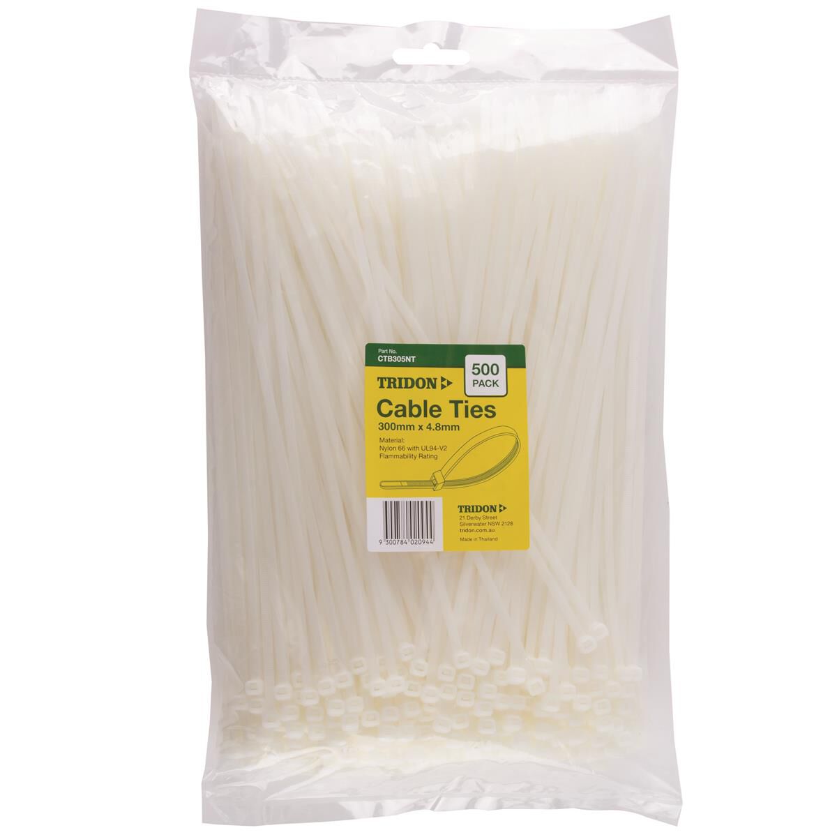 TRIDON CABLE TIE NATURAL 300X5 PK500, , scaau_hi-res