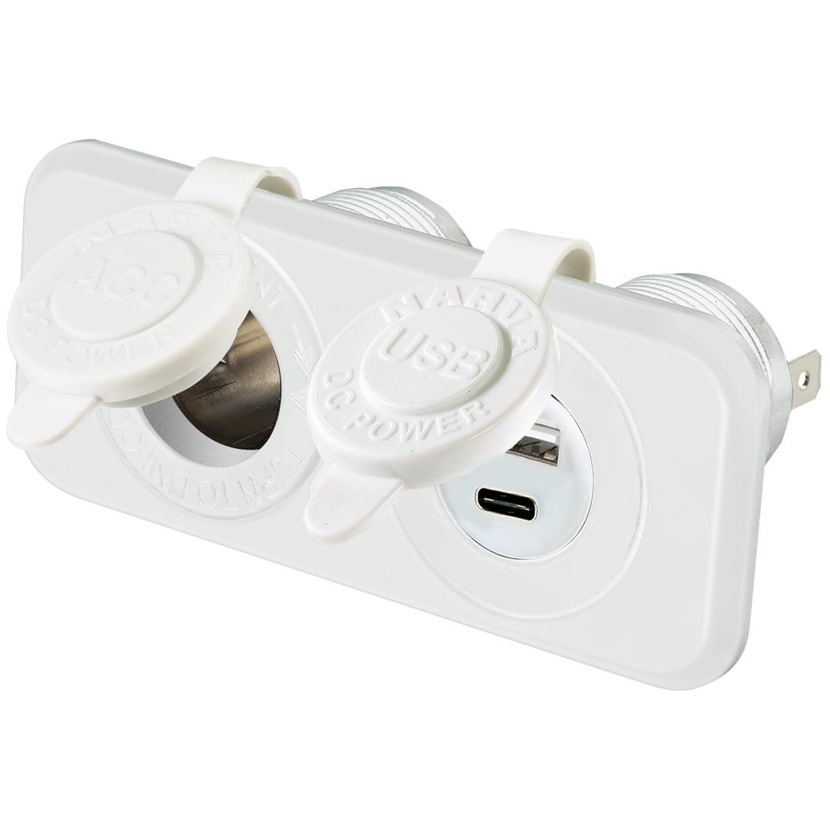 NARVA HEAVY-DUTY TWIN ACCESSORY USB & USB-C SOCKET - WHITE HOUSING, , scaau_hi-res