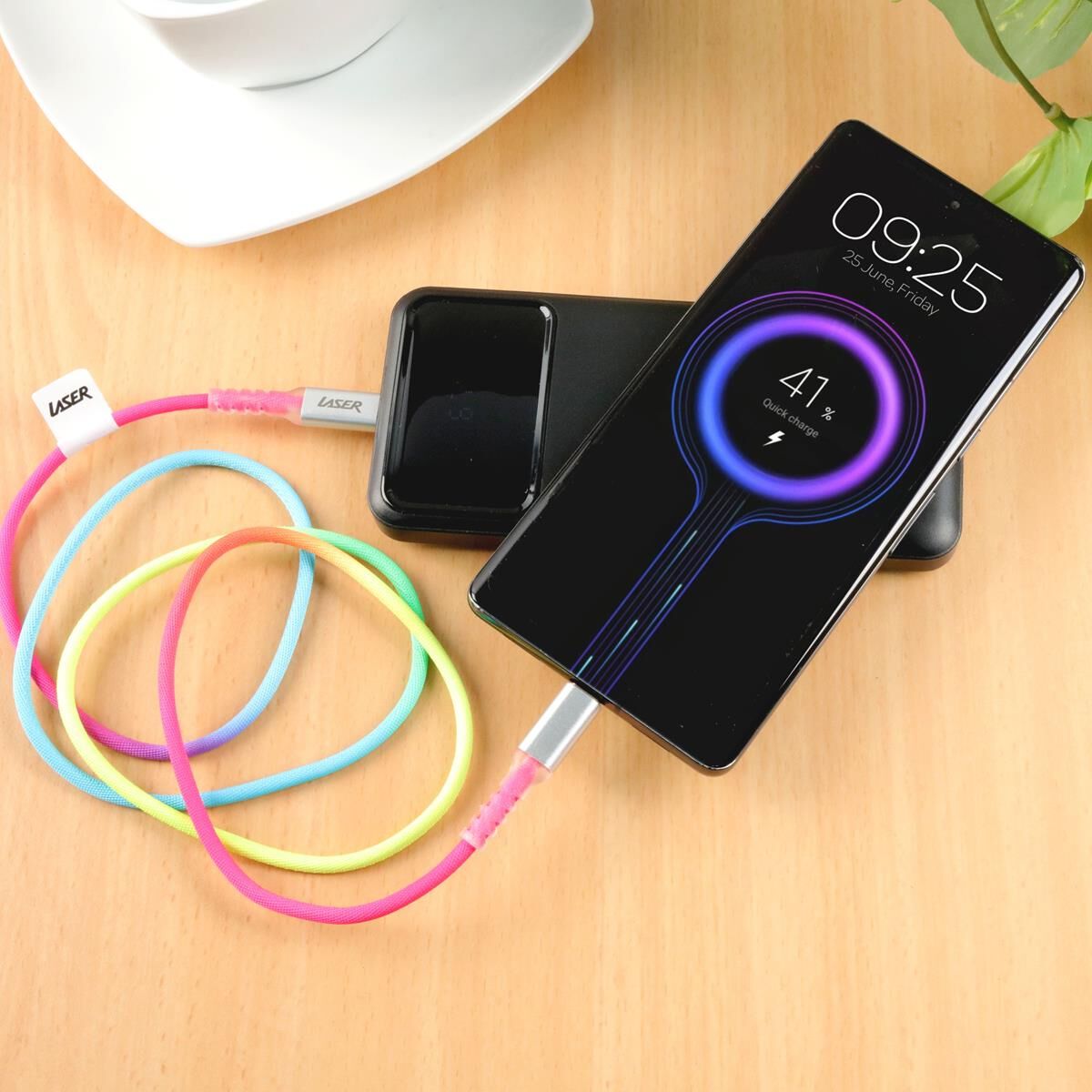 LASER USB-C CABLE RAINBOW 60W 1M &ndash; FAST CHARGING, DATA SYNC, NYLON BRAIDED, DURABLE, , scaau_hi-res