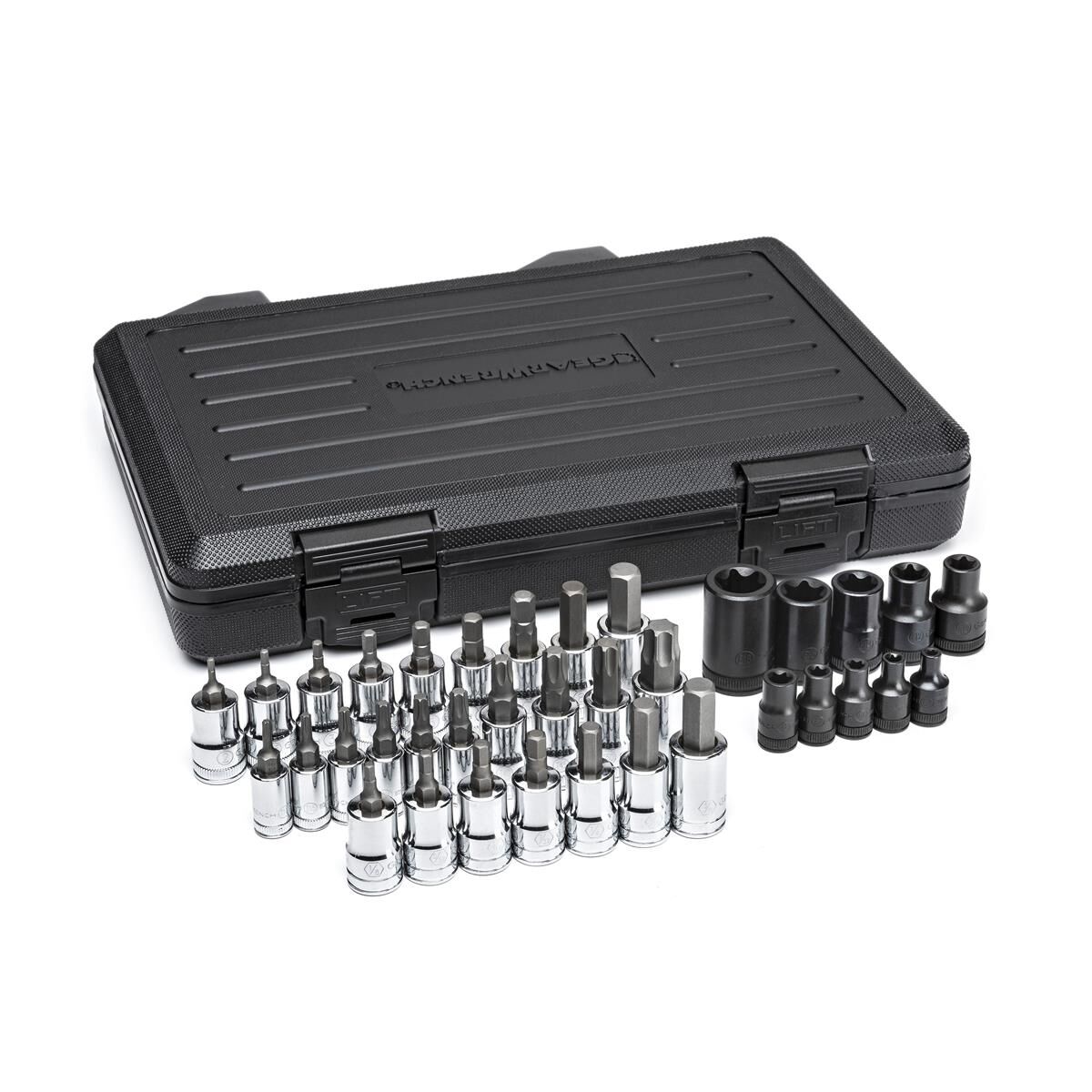 36 PC. 1/4&rdquo;, 3/8&rdquo; & 1/2&rdquo; DRIVE STANDARD HEX, E-TORX&reg; & TORX&reg; BIT METRIC & SAE SOCKET SET, , scaau_hi-res