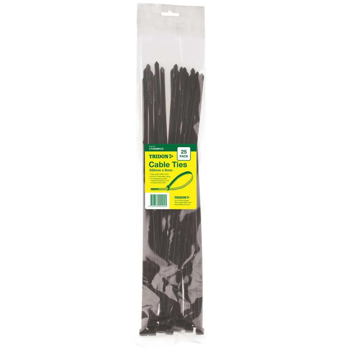 TRIDON CABLE TIE BLACK 550X9MM PK25, , scaau_hi-res