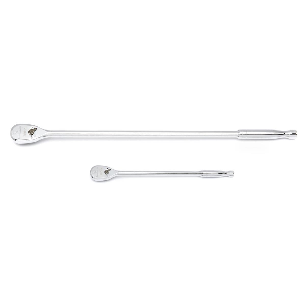 SOCKET HANDLE 1/4" & 3/8" DRIVE RATCHET TEARDROP 120XP EXTRA LONG FULL POLISH 2PC, , scaau_hi-res