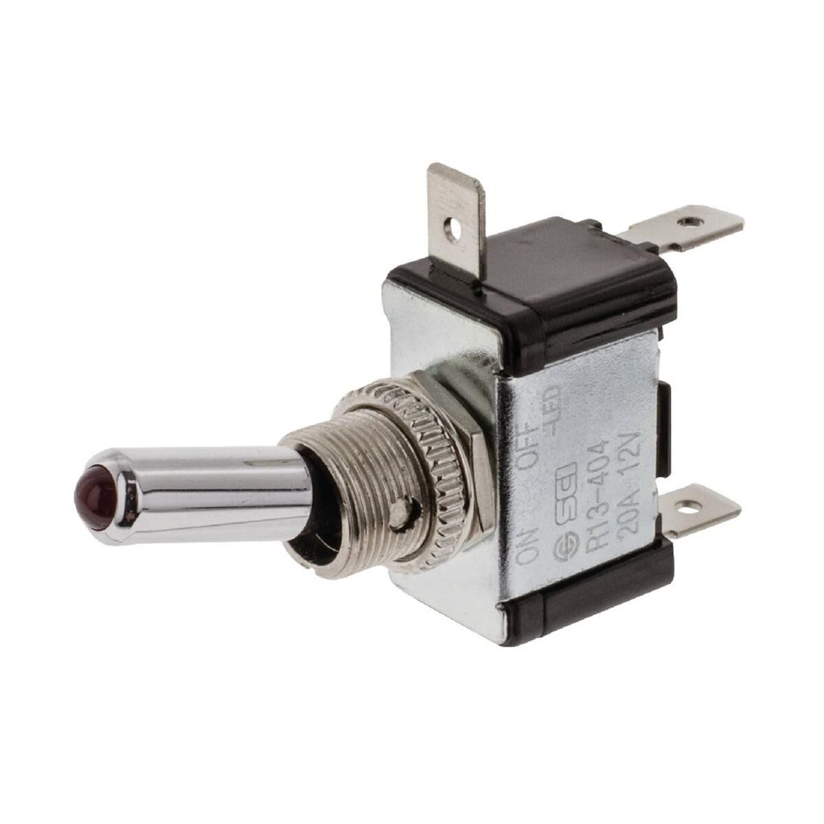 TOGGLE SWITCH WITH RED LED ON/OFF 12V 20AMP P/O TERMINALS - SWITCHES, , scaau_hi-res
