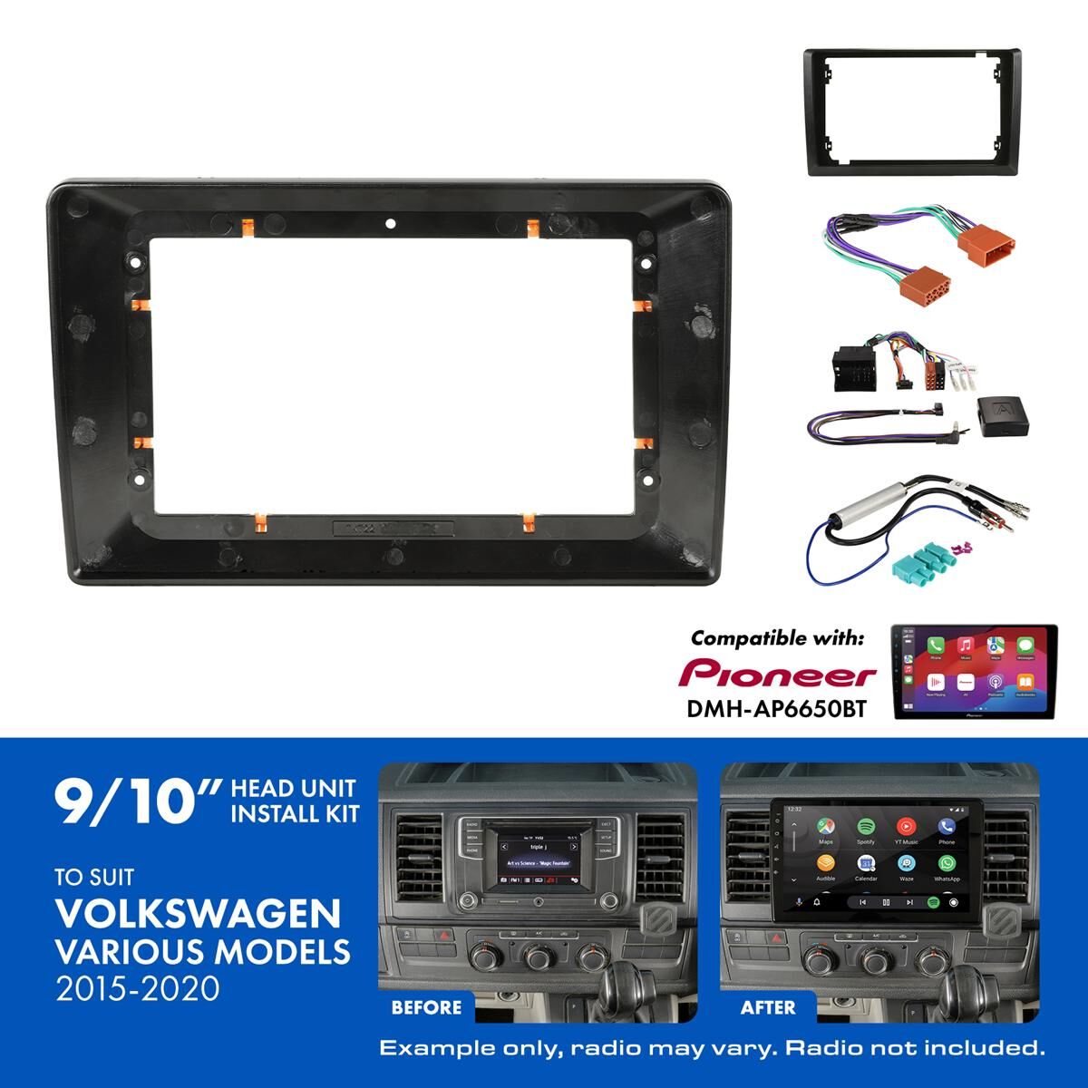 9"/10" HEAD UNIT INSTALL KIT TO SUIT VOLKSWAGEN VARIOUS 2015-2020, , scaau_hi-res