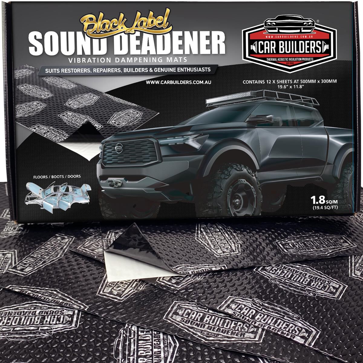 SOUND DEADENER - STAGE 1 BLACK 1.8SQ/M, , scaau_hi-res