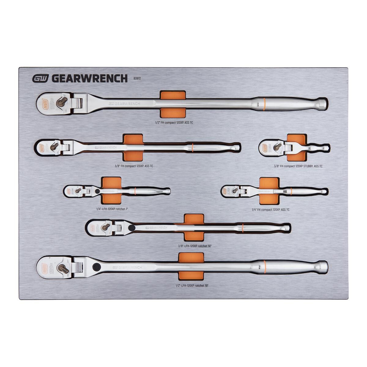 7 PIECE 1/4", 3/8" & 1/2" DRIVE 120XP RATCHET HANDLE EVA TRAY SET, , scaau_hi-res