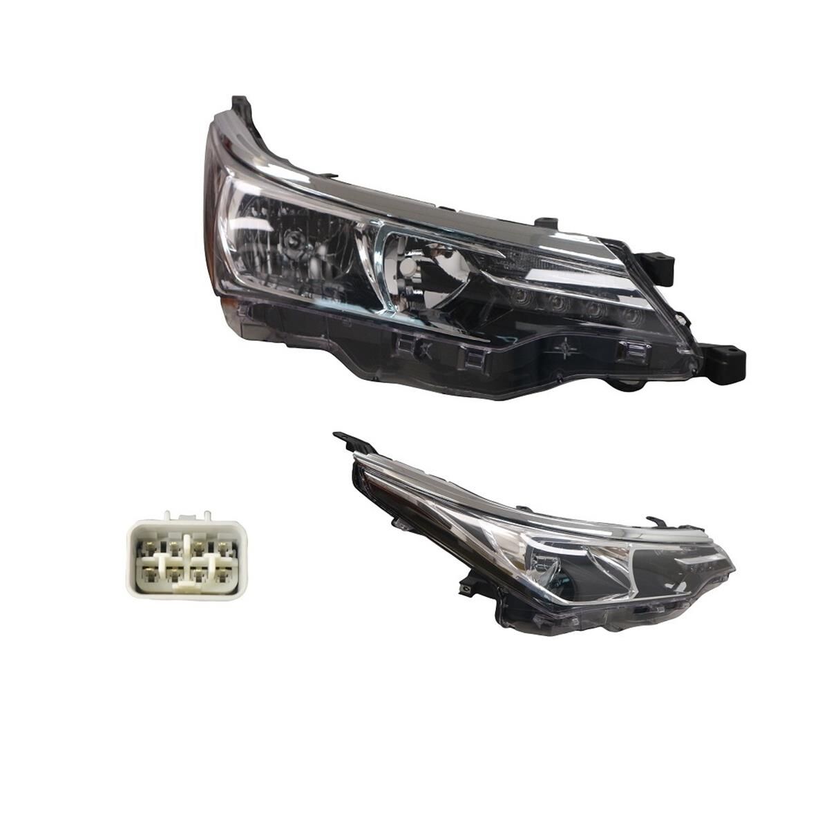 COROLLA ZRE172 (SERIES 2) SD 11/16-12/19 HEADLIGHT+MOTOR (HALOGEN ,H11/HB3) (+ 4 SMALL LED DRL) (R), , scaau_hi-res
