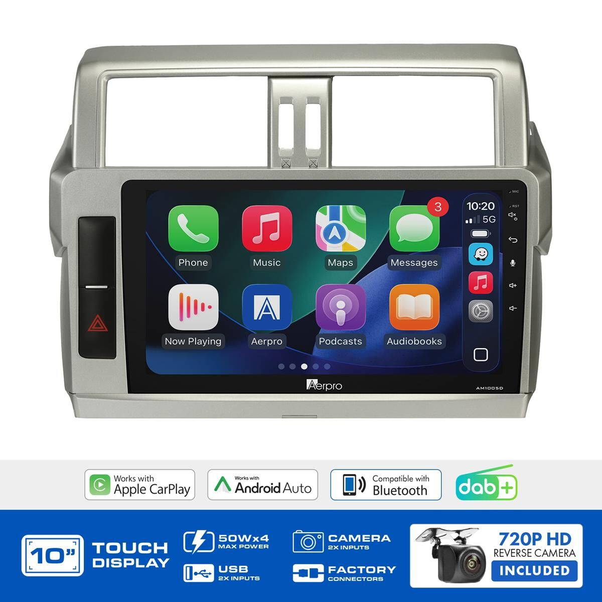 AERPRO 10" MULTIMEDIA RECEIVER HEAD UNIT KIT TO SUIT TOYOTA PRADO GXL (2014-2017) - AMDTO47, , scaau_hi-res
