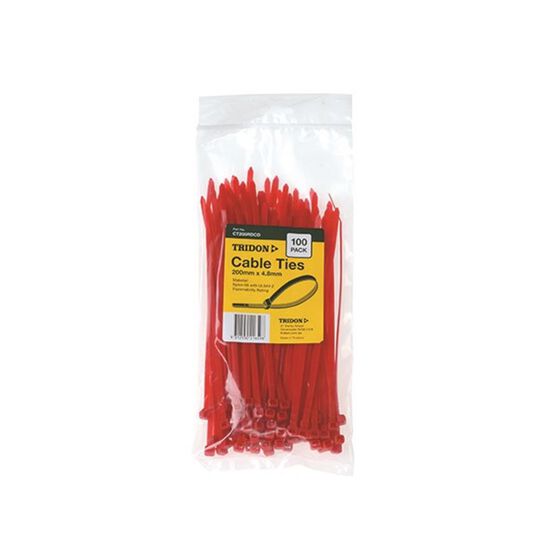TRIDON CABLE TIE RED 200 X 4.8MM, , scaau_hi-res