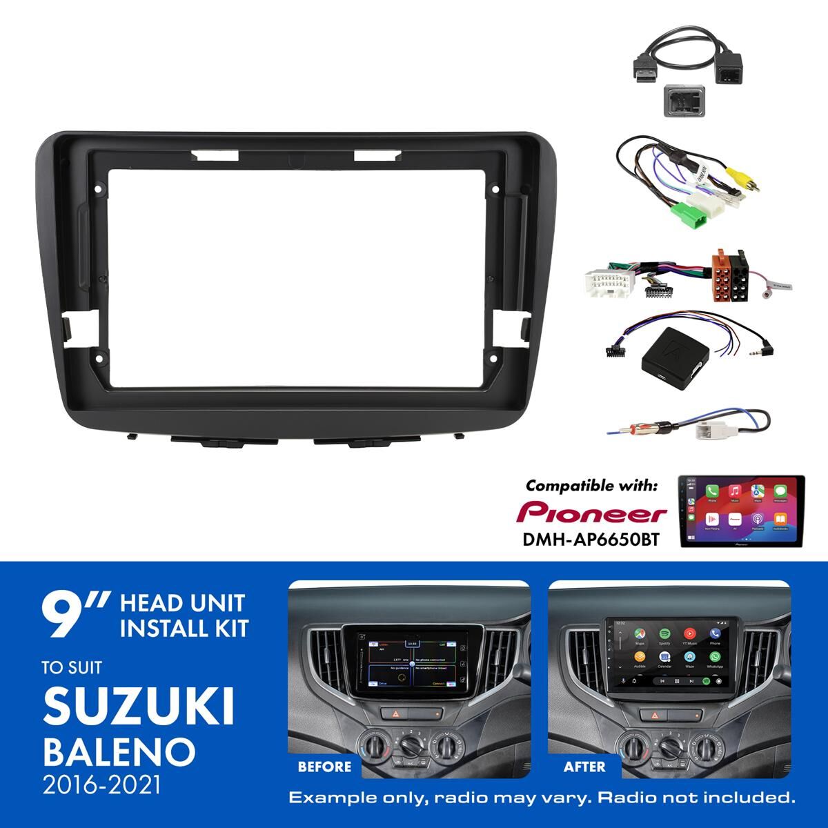 9" HEAD UNIT INSTALL KIT TO SUIT SUZUKI BALENO 2016-2022, , scaau_hi-res