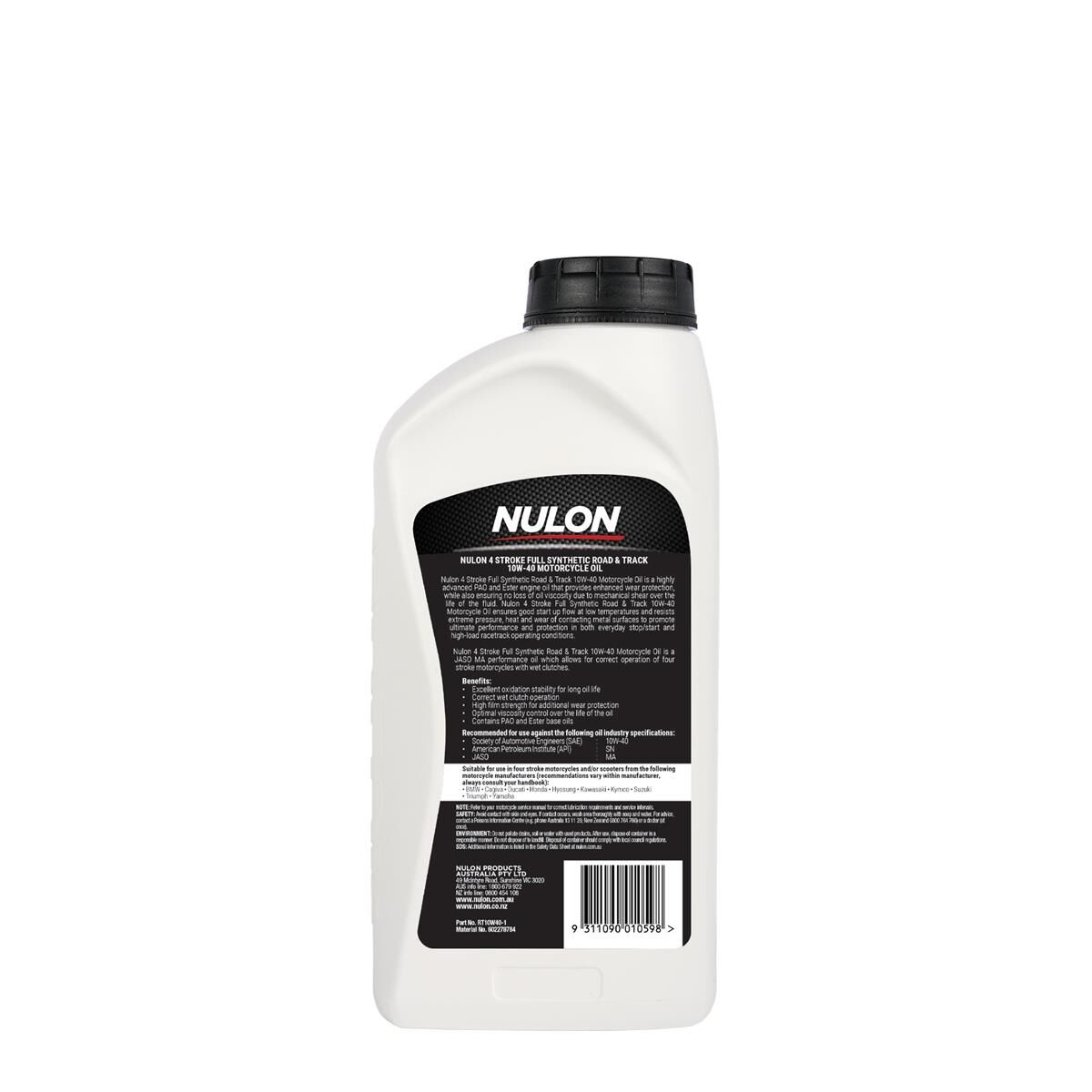 1L NULON MOTORCYCLE ROAD & TRACK 10W-40, , scaau_hi-res