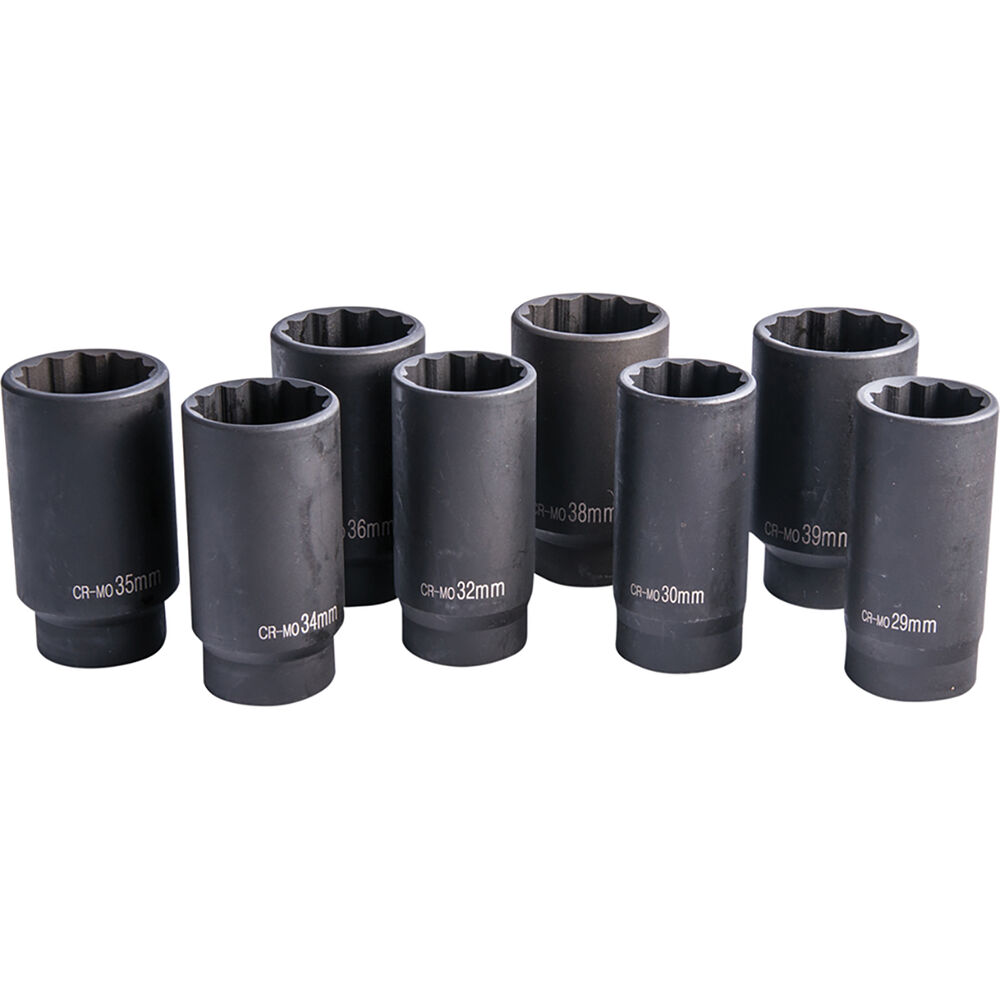Endeavour Axle Nut Impact Socket Set 1/2" Deep, 8 Piece, ET4135