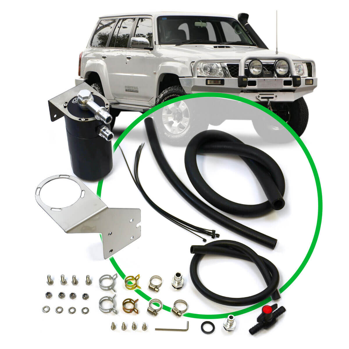 OIL CATCH TANK FULL KIT SUIT PATROL GU 3.0L 2000 - 2016, , scaau_hi-res